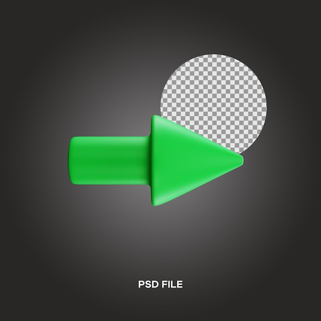 Freccia verde illustrazione 3d rendering 3d icona modificabile isolata