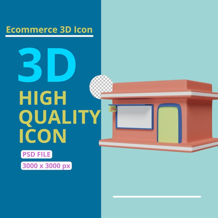 PSD free 3d icon ecommerce closed illustration