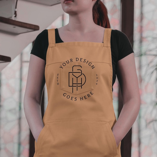 FREE EDITABLE PSD MOCKUP TEMPLATE OF BEIGE APPROON FOR BRAND IDENTITY OR BRANDING PRESENTATION (Kampagne für eine kostenlose beige Schürze für die Markenidentität oder die Markenpräsentation)