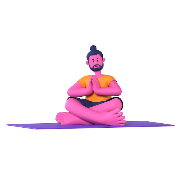 PSD free pose namaste yoga exercício de postura masculina