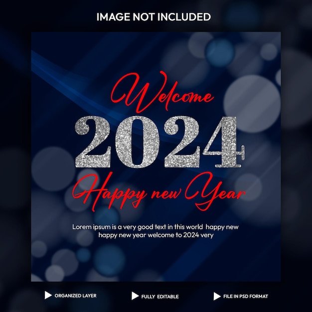 PSD free psd 2024 feliz año nuevo plantilla de publicación de redes sociales