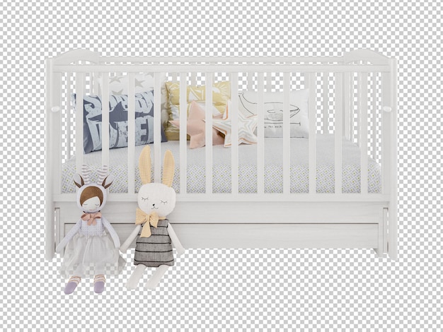 FREE PSD 3d berço de criança isolado em fundo transparente