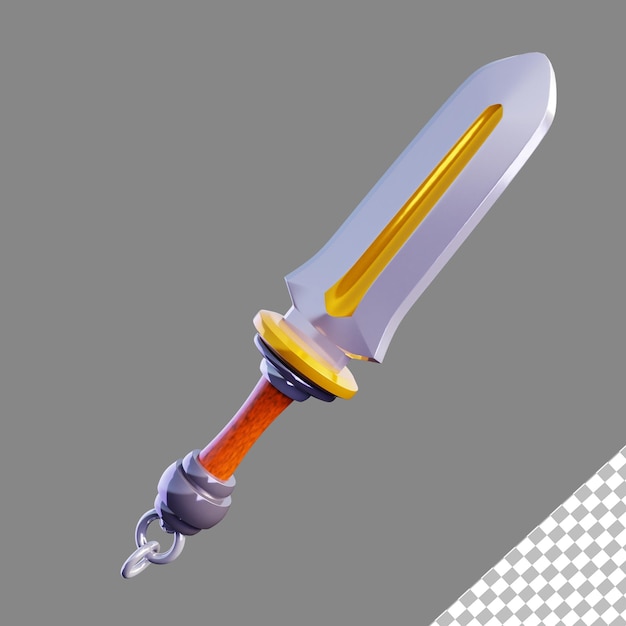 Free PSD 3D gioco di spada icona di risorsa isolata illustrazione di rendering 3D