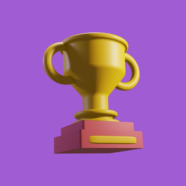 Free PSD 3d render Eine gelbe Trophäe mit rotem Sockel