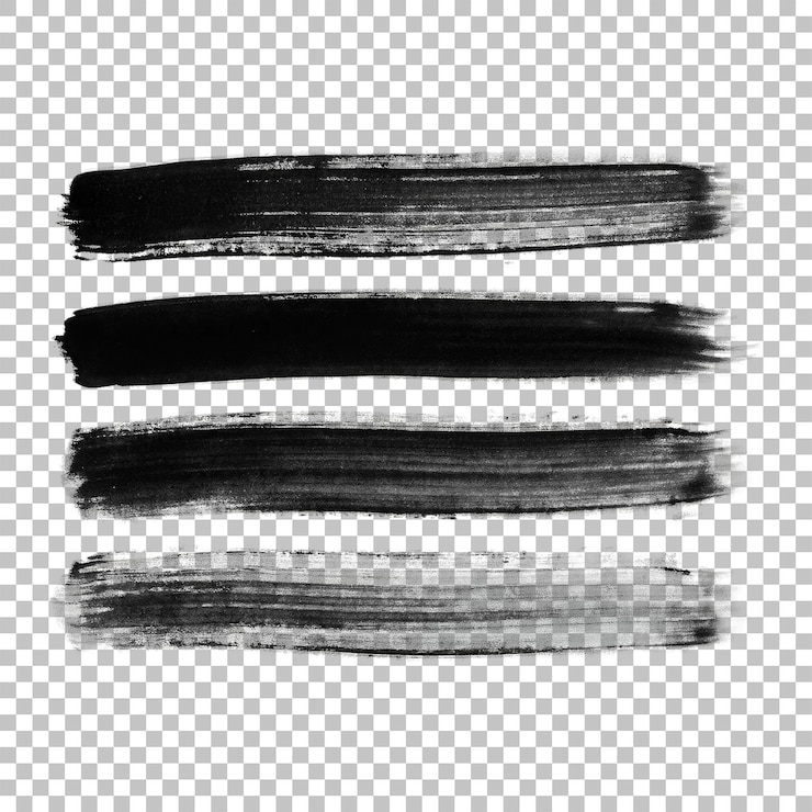 PSD free psd black paint ink brush stroke set png on transparent background