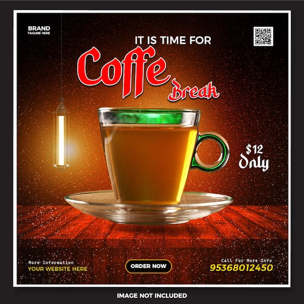 Free PSD coffee time social media Post template