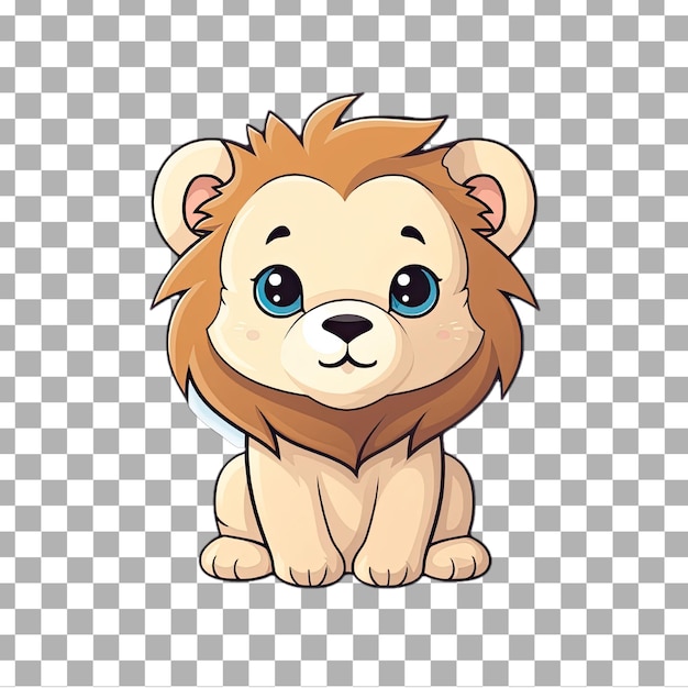 Free psd cute kawaii lion png (en inglés)