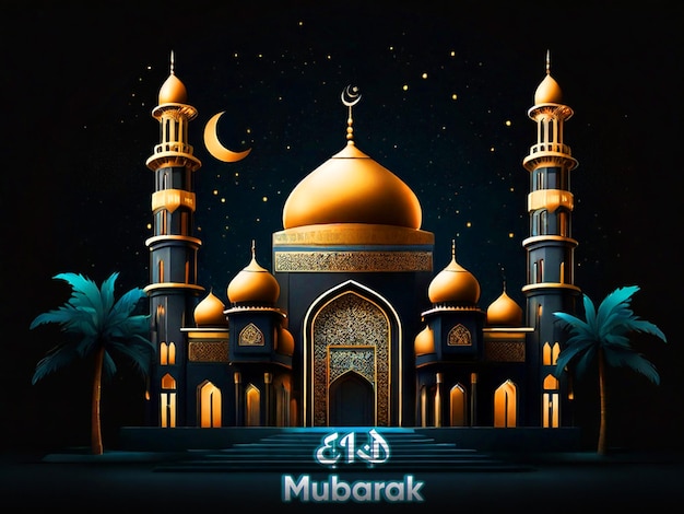 PSD free psd eid mubarak saudações islâmicas fundo feriado banner postagem de mídia social