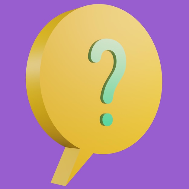 free psd file 3d rendering bubble chat with yellow round shape and question mark