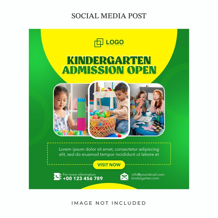 Free PSD kindergarten admission open social media post banner template