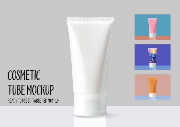 Free PSD mockup crema per la cura della pelle contenitore completamente modificabile