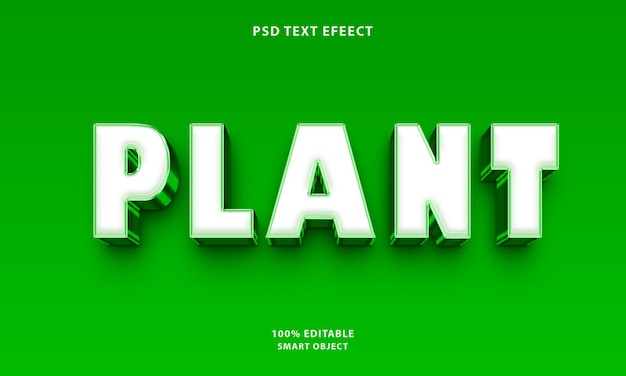 free psd plant 3d editable text effect