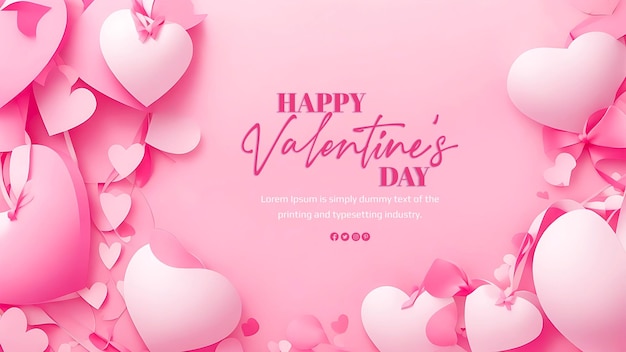 Free PSD Top view Happy valentines Day sfondo decorativo cuori d'amore