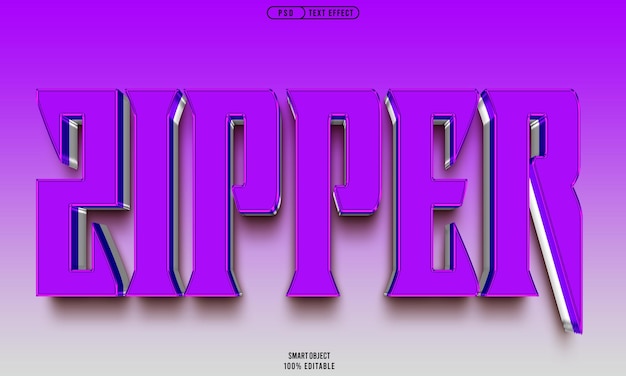 Free psd zipper 3d efeito de texto editável