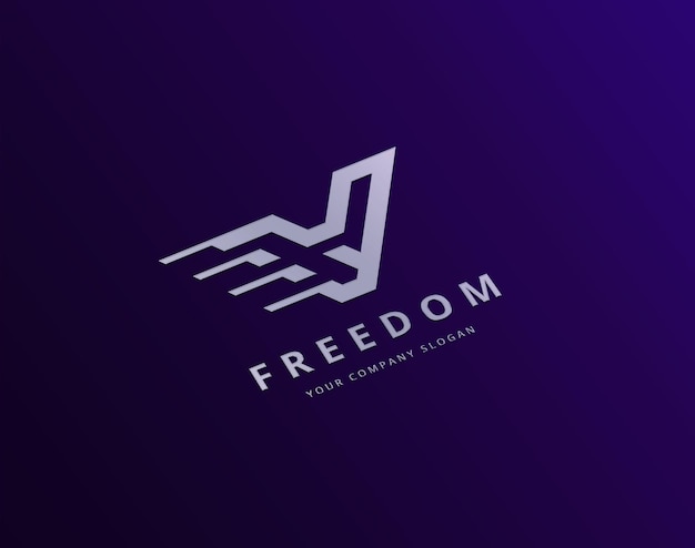 Freedom Logo Design with Wings and Modern Typography