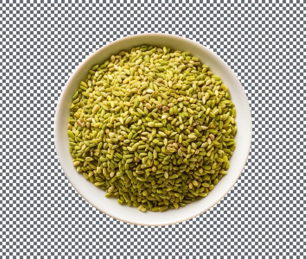 PSD freekeh séché dans un bol isolé sur un fond transparent