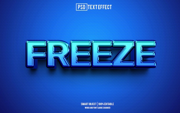Freeze-text-effekt schriftart bearbeitbare typographie 3d-text