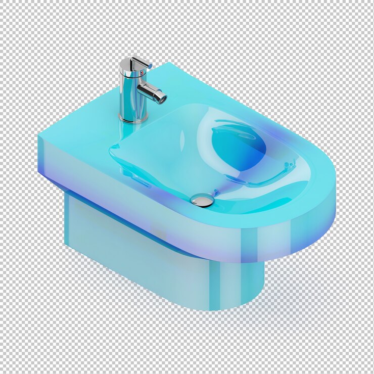 PSD fregadero azul isométrico