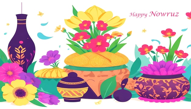 Freie flache Vektor-Nowruz-Illustration