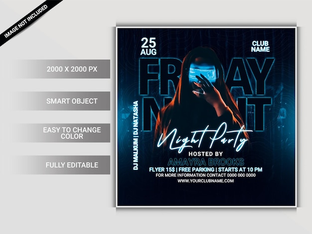 Freitag nacht party flyer vorlage