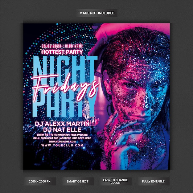 PSD freitag nacht party flyer vorlage