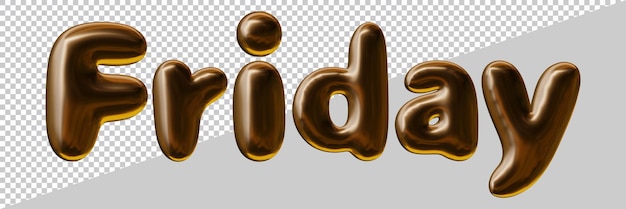 Freitag textdesign wochentag in 3d-rendering mit modernem effektstil für kalenderkonzept