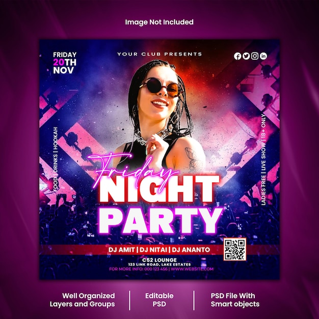 Freitagsfeier Social Media Instagram Post Vorlage Flyer