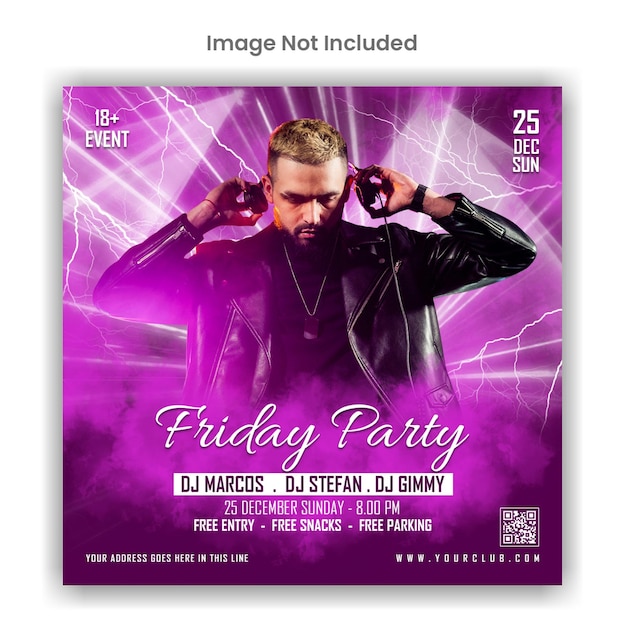 Freitagsparty social media oder instagram post template design