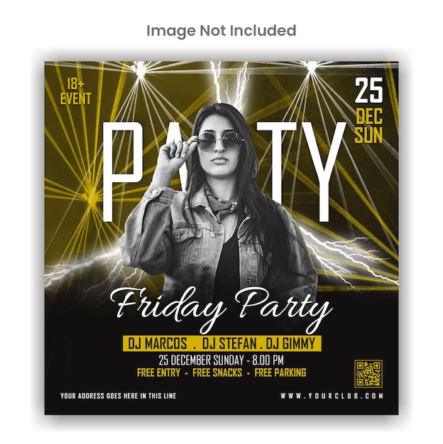 Freitagsparty Social Media oder Instagram Post Template Design