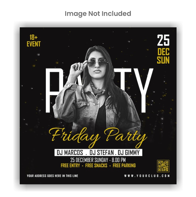Freitagsparty Social Media oder Instagram Post Template Design