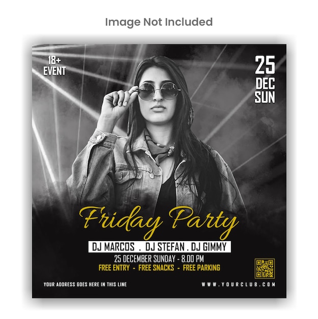 Freitagsparty Social Media oder Instagram Post Template Design