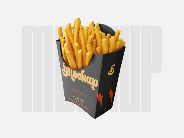 French Fries Fast Food Container Psd Editable Mockup