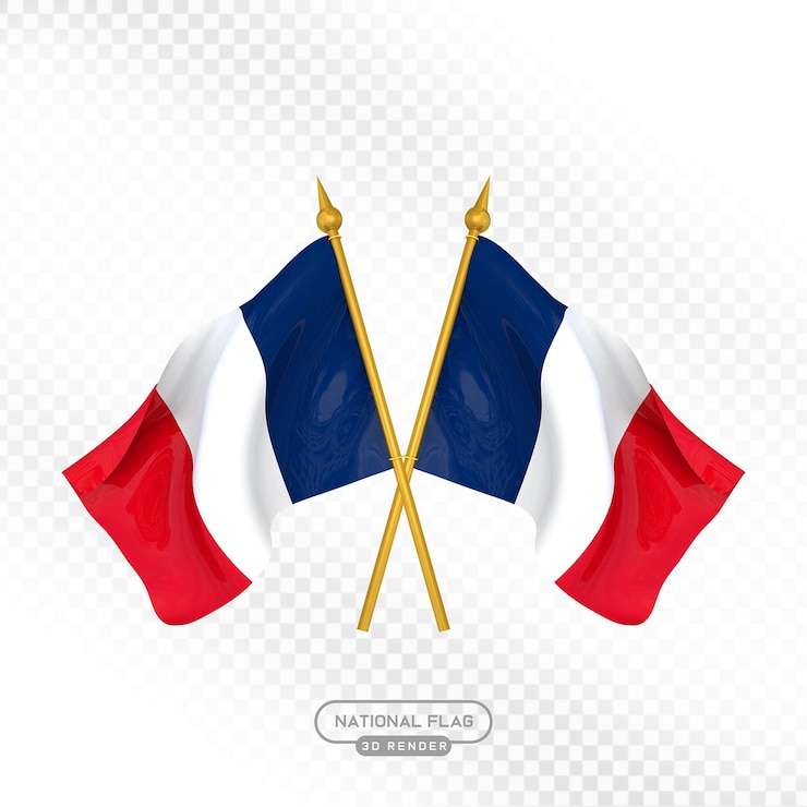 PSD french national flag 3d render