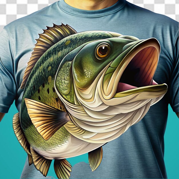 PSD frente da camiseta com padrão de peixe