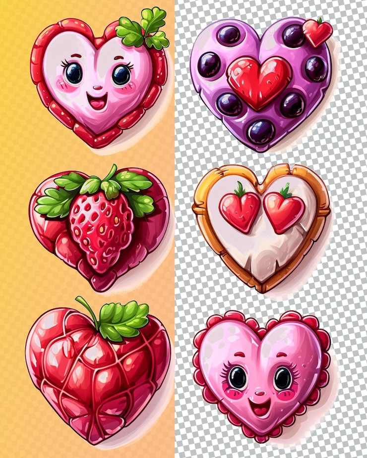 PSD una fresa en forma de corazón con una cara linda y una fresa de forma de corazón en el centro