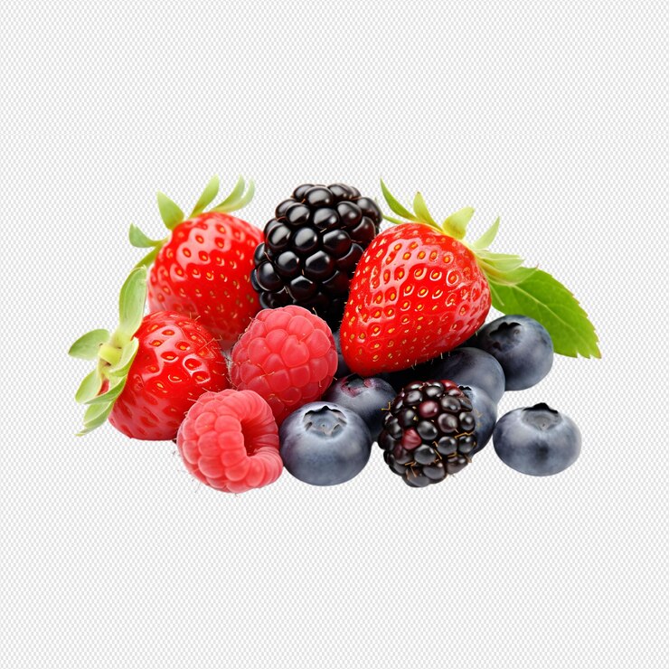 fresas y arándanos