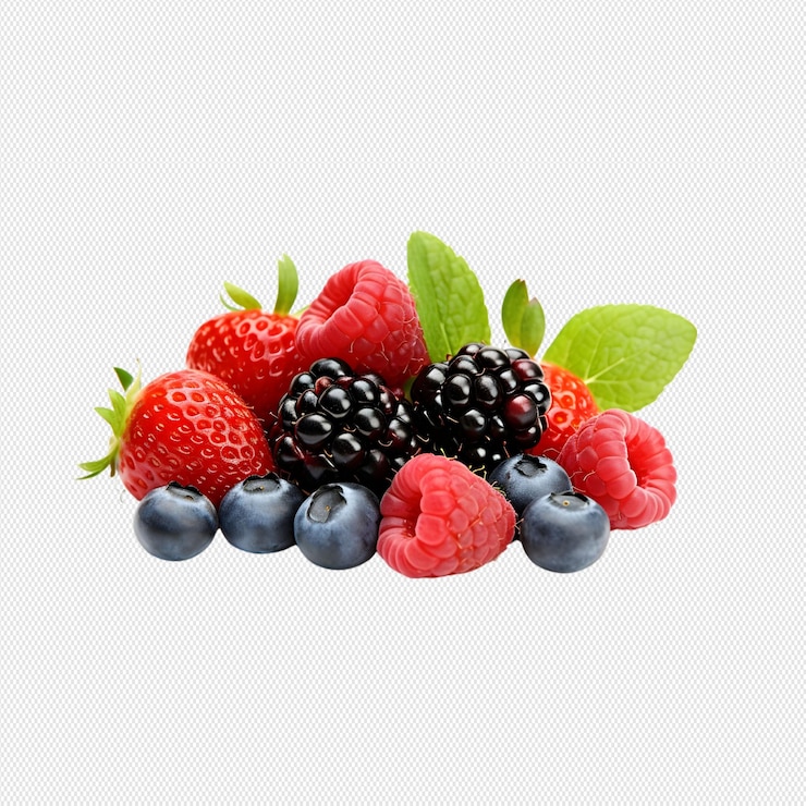 fresas y arándanos