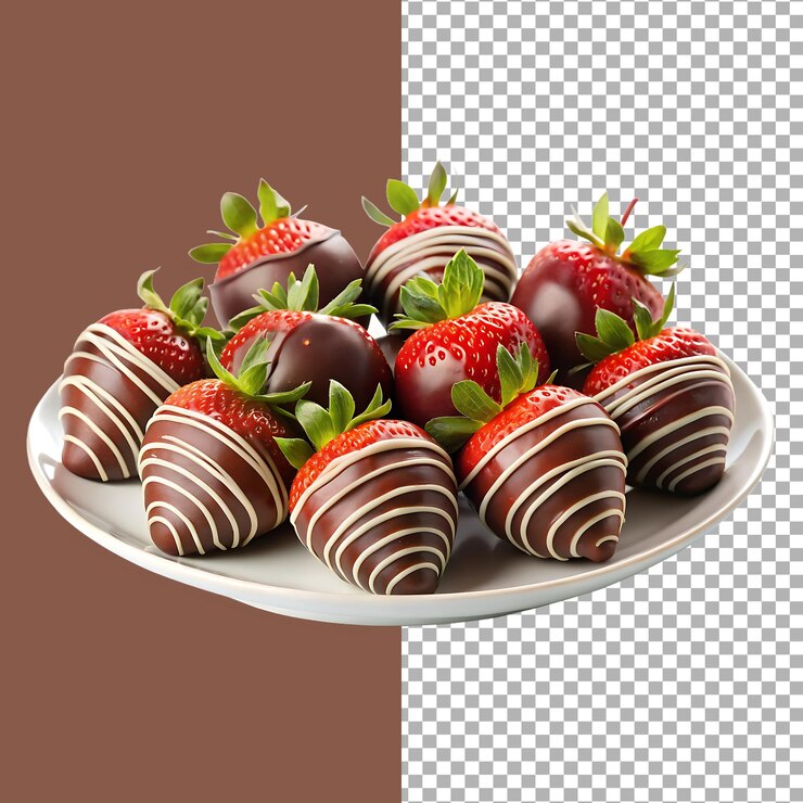 Fresas cubiertas de chocolate en un plato