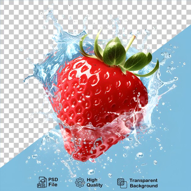 PSD fresas de fresa en agua aisladas en un fondo transparente incluyen archivo png