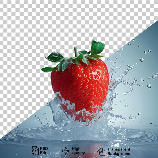 Fresas de fresa en agua aisladas en un fondo transparente incluyen archivo png