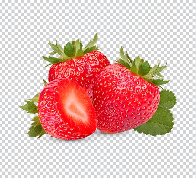 Fresas fresas con hojas aisladas