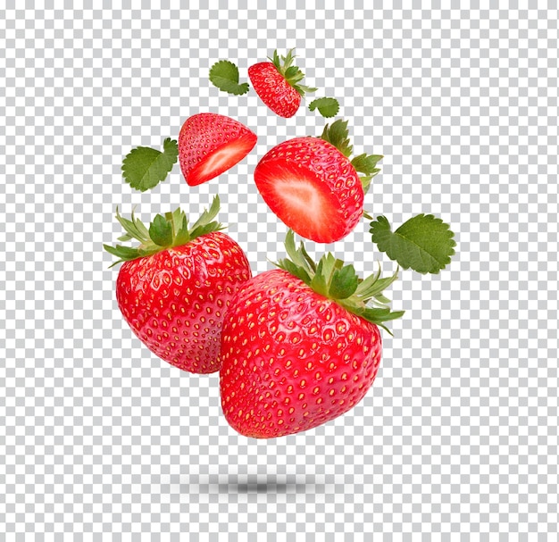 Fresas fresas con hojas aisladas
