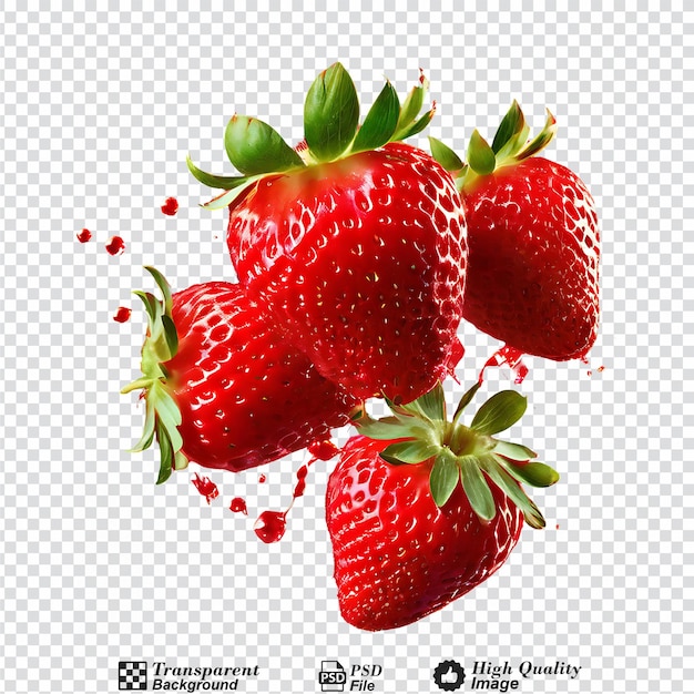 PSD las fresas que caen aisladas sobre un fondo transparente