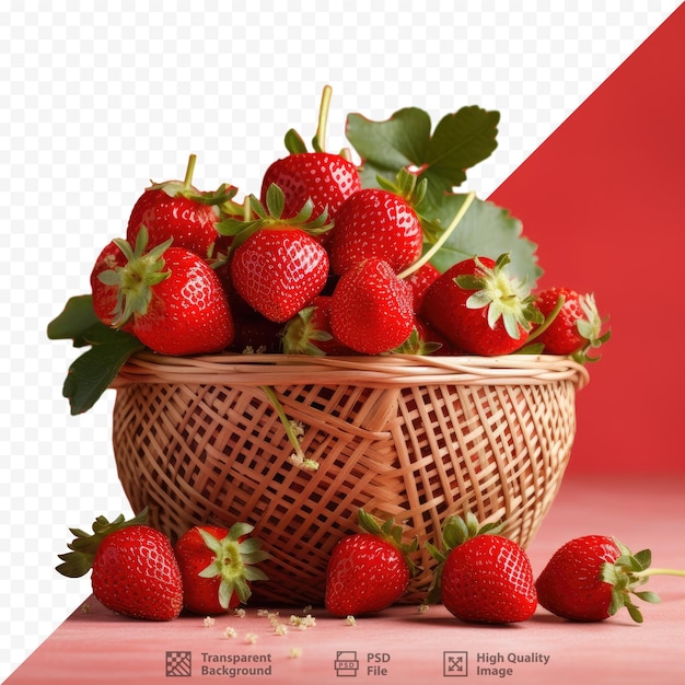 PSD fresas rojas frescas en un recipiente durante la temporada.