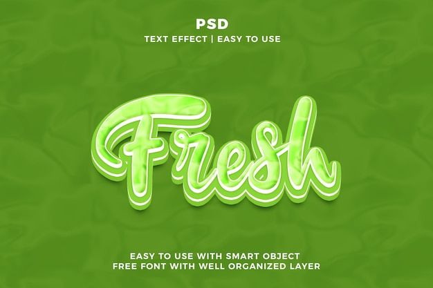 PSD fresco 3d editável photoshop estilo de efeito de texto psd com fundo