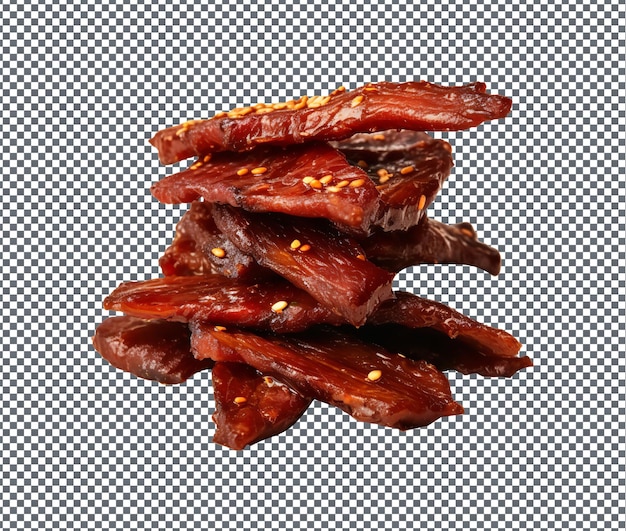 PSD fresco e delicioso teriyaki jerky isolado em fundo transparente