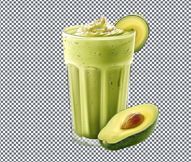 Fresco y hermoso Lassi de aguacate aislado sobre un fondo transparente