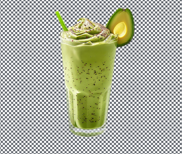 Fresco y hermoso Lassi de aguacate aislado sobre un fondo transparente