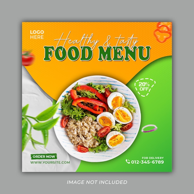 Fresh amp plantilla de banner de publicación de instagram y redes sociales de alimentos saludables y vegetales psd premium