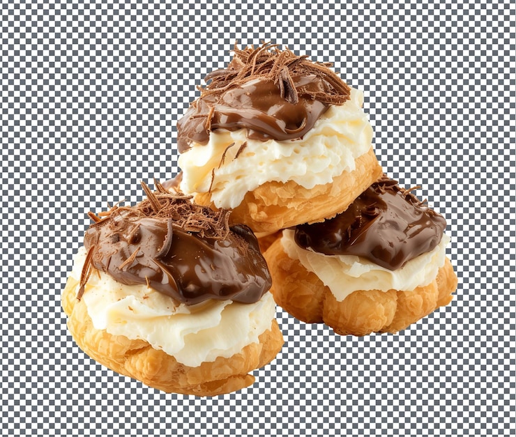PSD fresh and beautiful coconut cream puffs isolated on transparent background